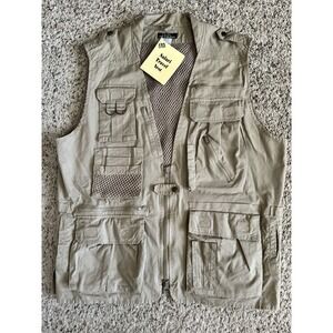 Fox Outdoor Mens L Hunting Fishing Photo Safari Vest Vented Beige Multi‎ Pockets